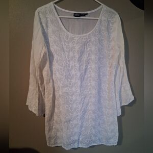 Coldwater Creek White Embroidered Blouse